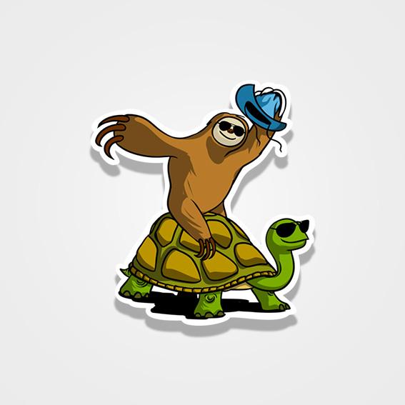 Sloth Cowboy Riding Turtle