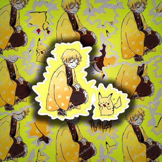 Zenitsu chibi and his electric pet -demon slayer