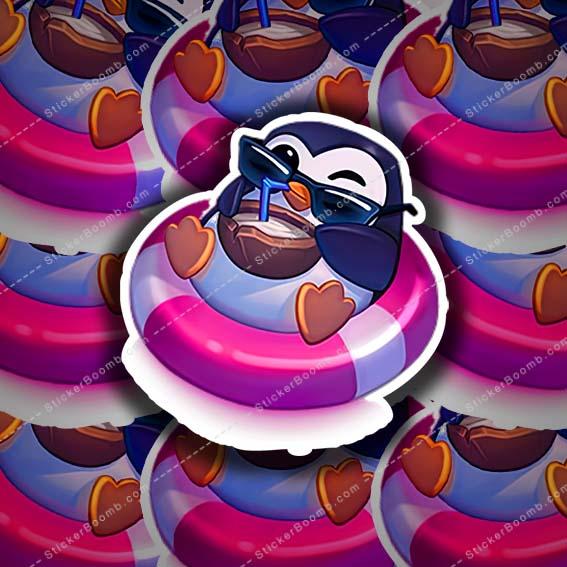 Pool Party Pengu Emote Sticker