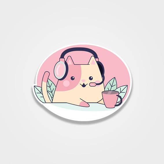 Cute cat with headset